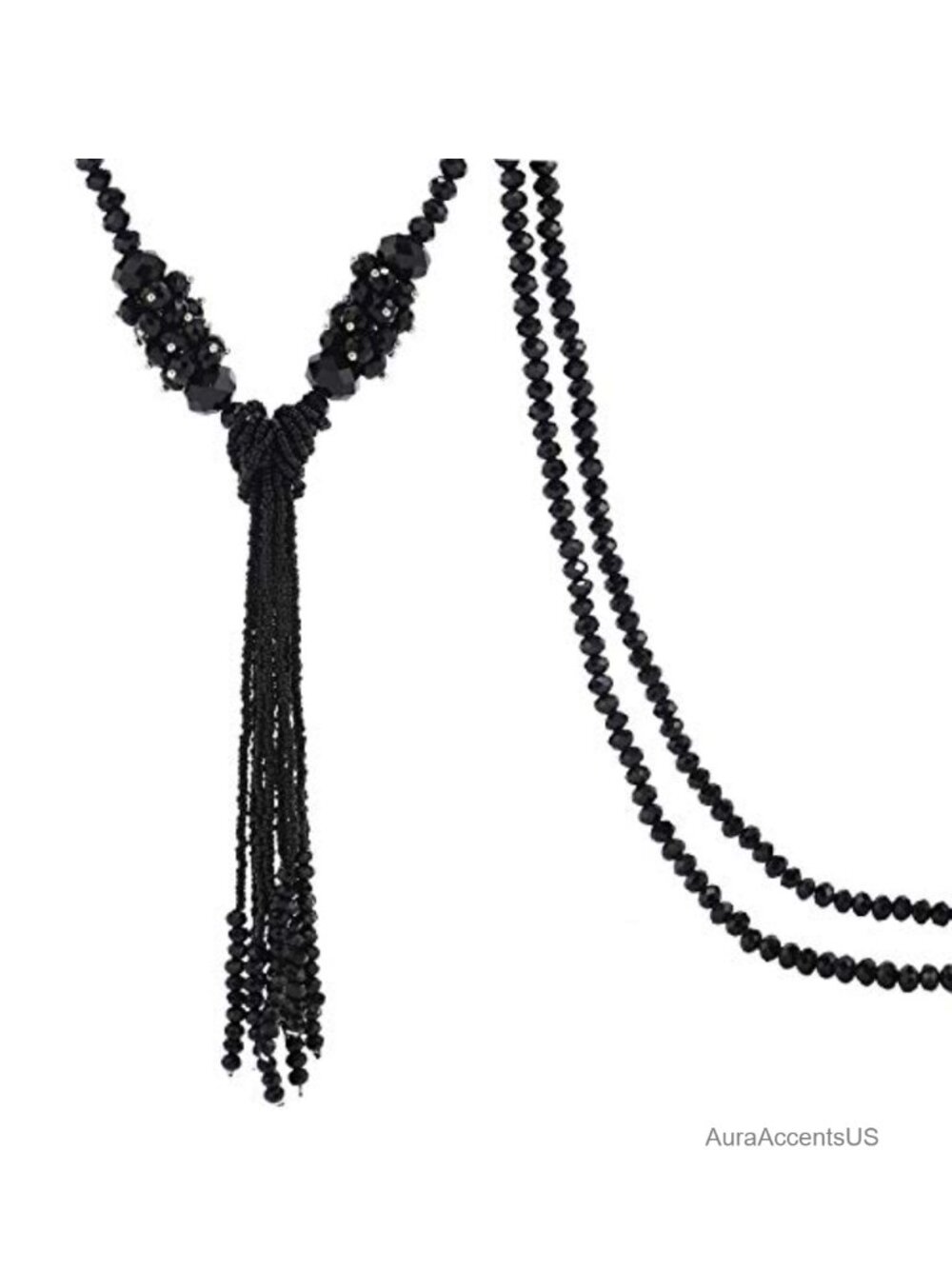 Acrylic Beaded Tassel Long Knotted Necklace 29.52 in Statement Jewelry